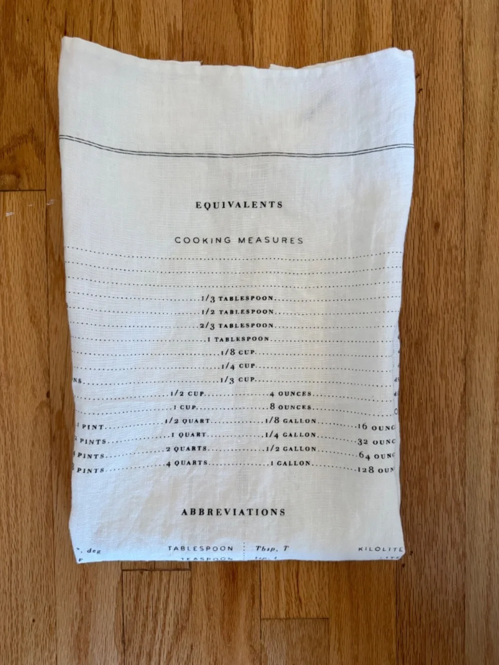 Sir/Madam “Measures” 100% Pure Linen Cooking Conversion Tea Towel NWOT